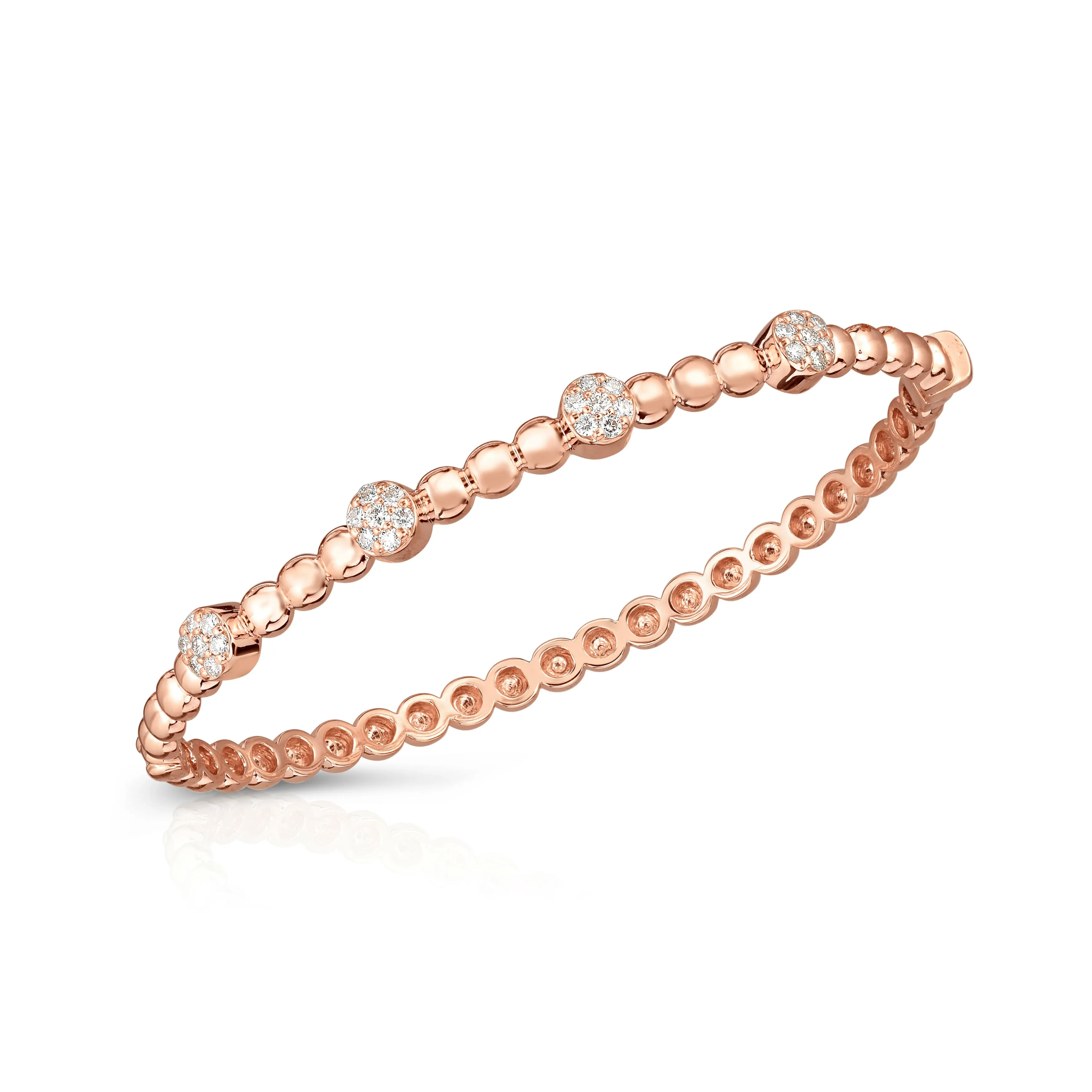 0.40Ct Beaded Diamond Bangle in 14K Gold