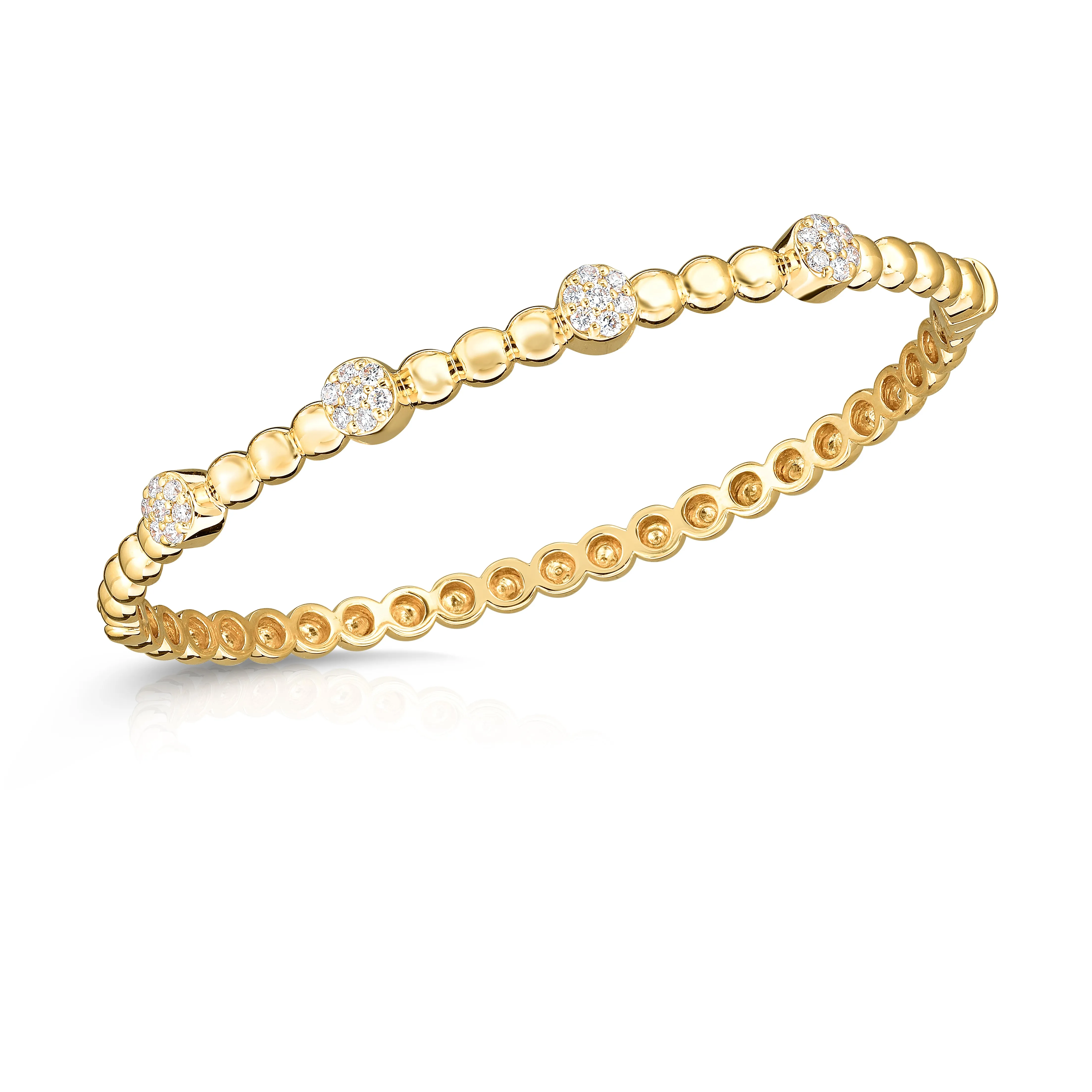 0.40Ct Beaded Diamond Bangle in 14K Gold