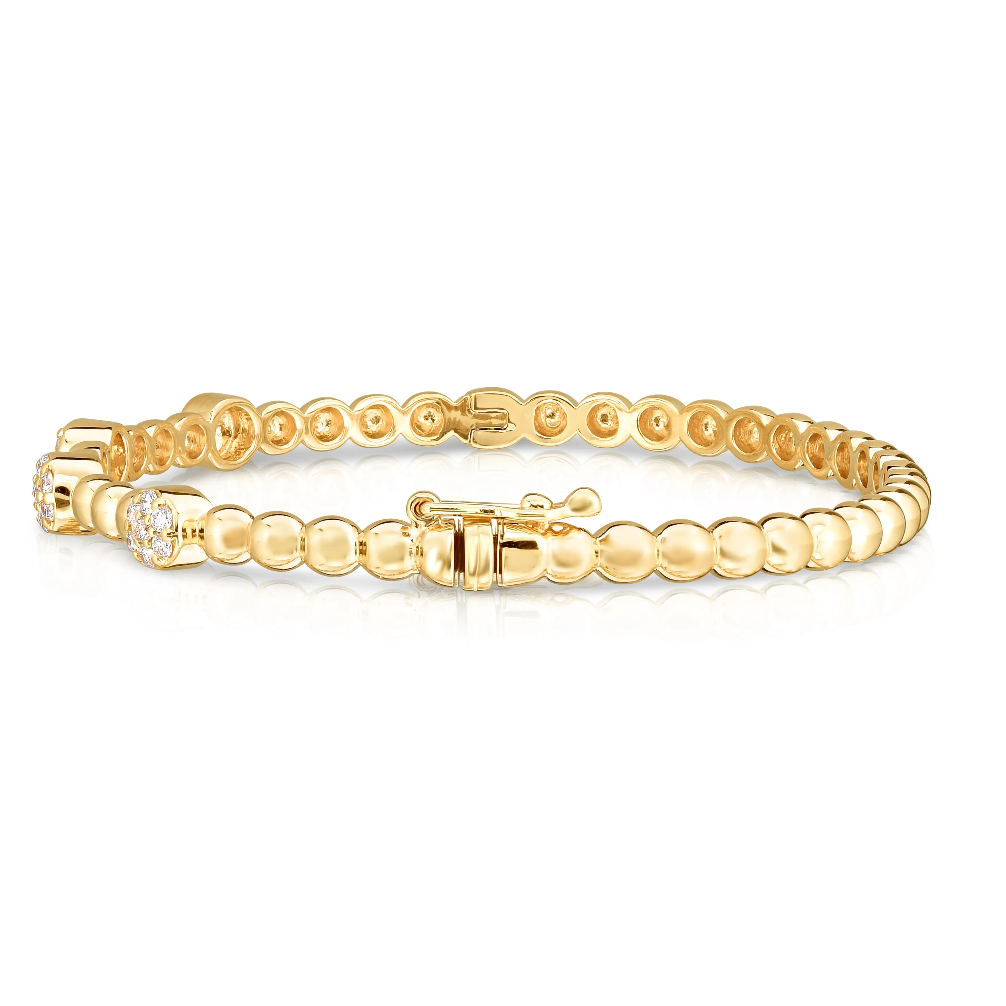 0.40Ct Beaded Diamond Bangle in 14K Gold