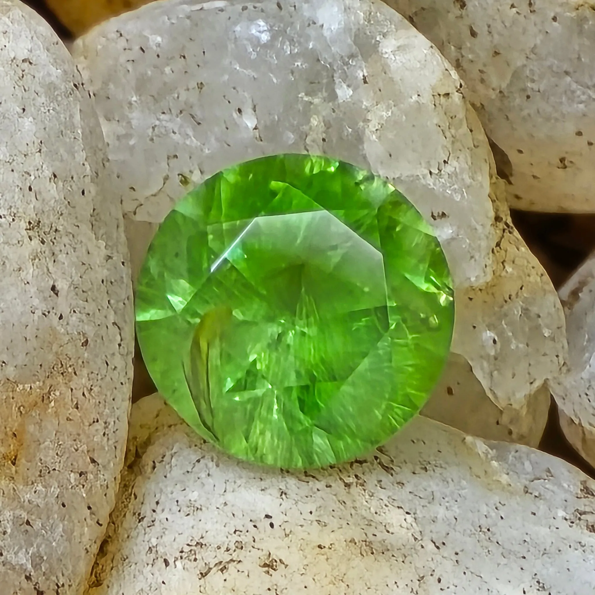 0.84 Carat Round Brilliant Cut Demantoid Garnet from the Ural Mountains