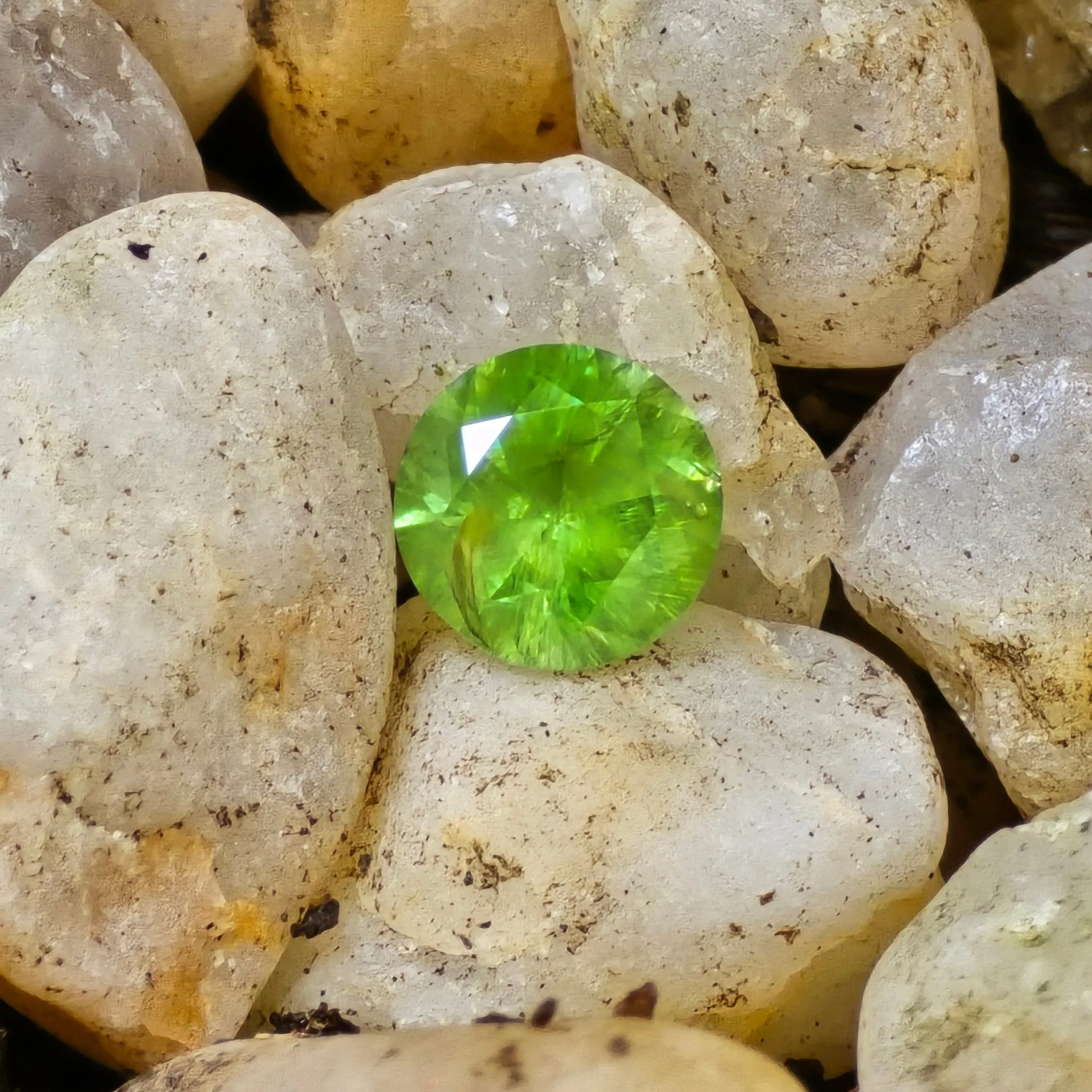 0.84 Carat Round Brilliant Cut Demantoid Garnet from the Ural Mountains