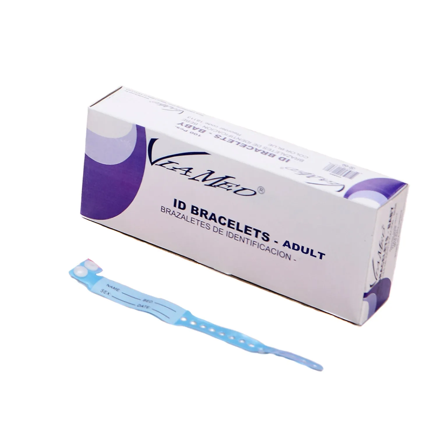 100 Pcs Hospital Medical Resort Id Bracelet for Adult Blue NEW Write on - 100pcs