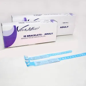 100 Pcs Hospital Medical Resort Id Bracelet for Adult Blue NEW Write on - 100pcs