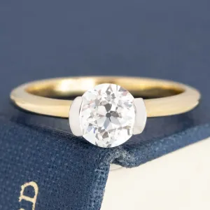 1.04ct Old European Cut Diamond Half-Bezel Solitaire