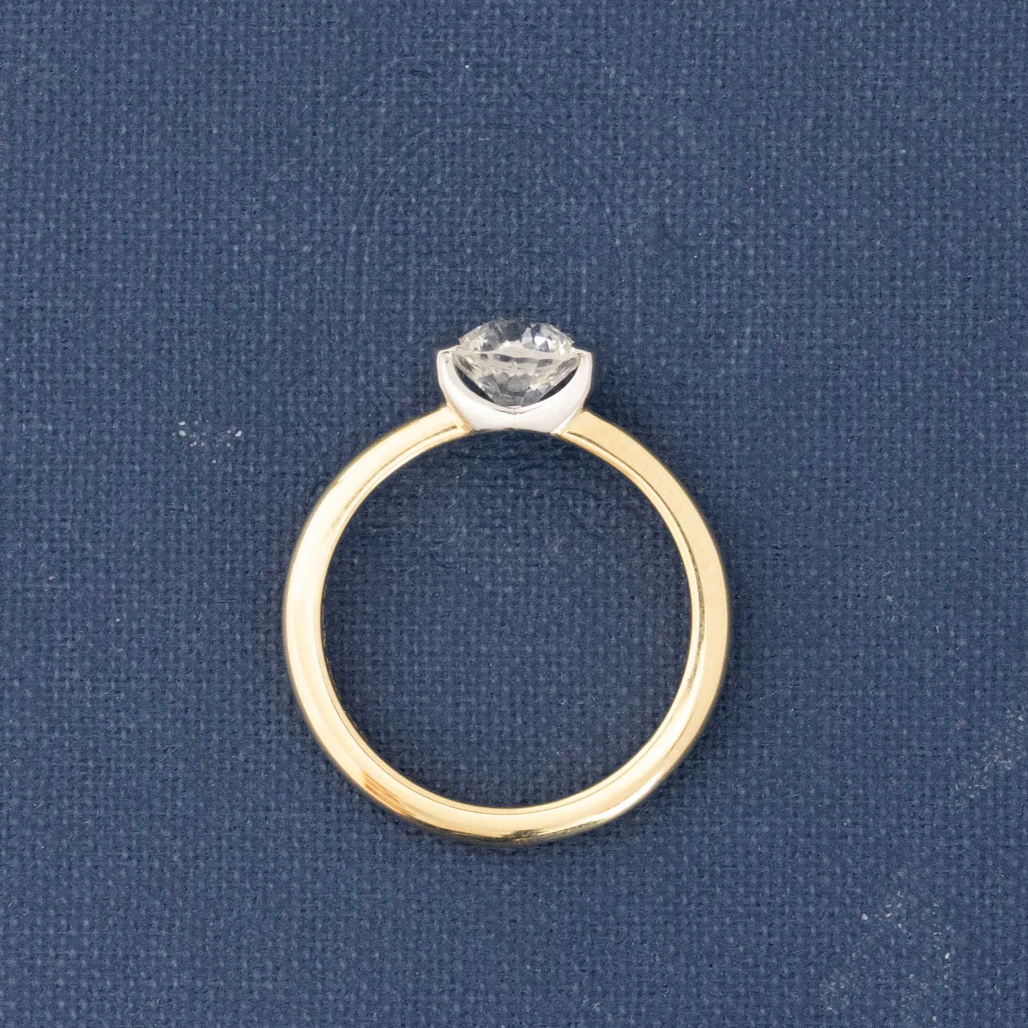 1.04ct Old European Cut Diamond Half-Bezel Solitaire