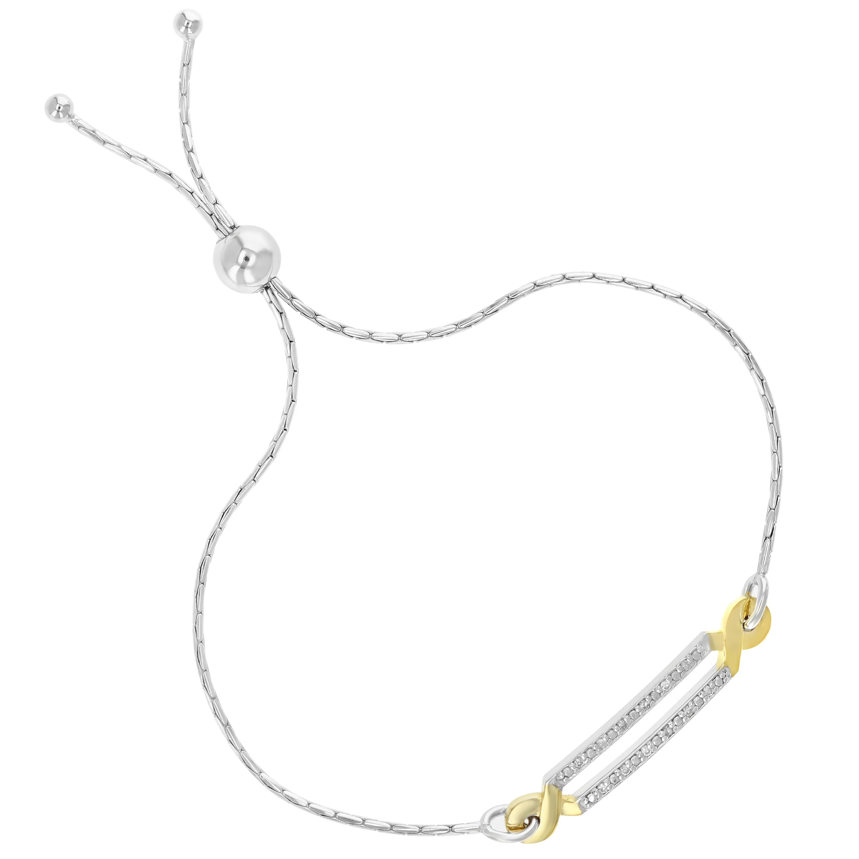 1/20 cttw Diamond Bolo Bracelet in .925 Sterling Silver