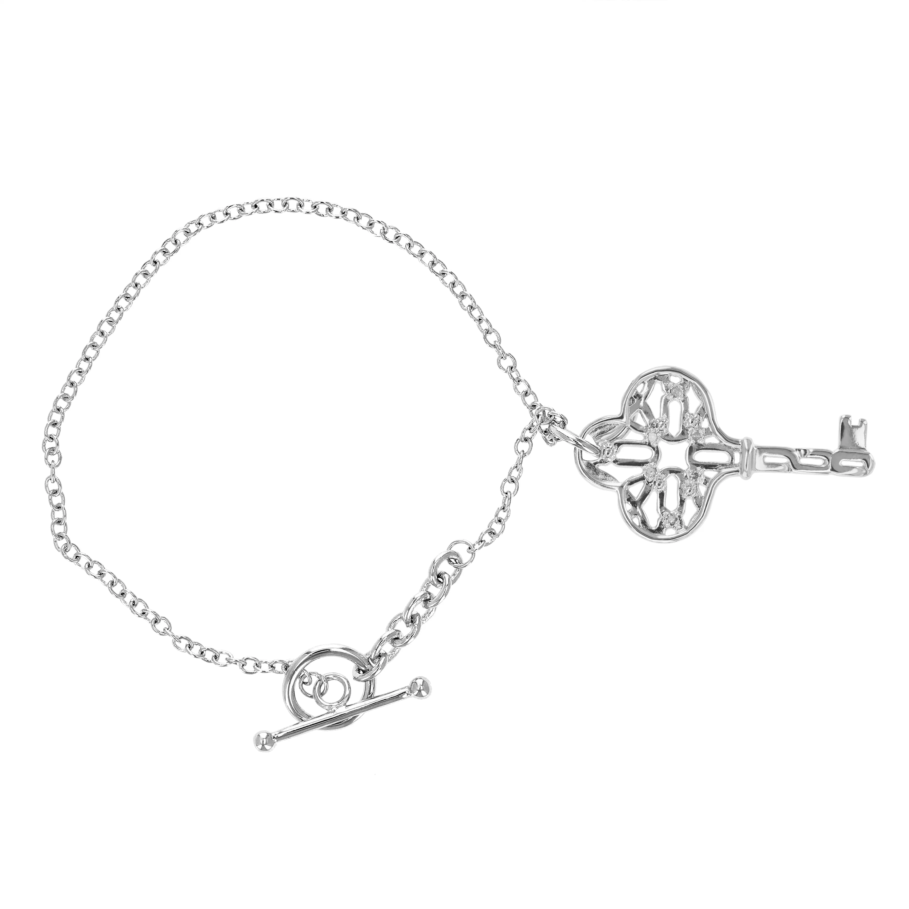 1/20 cttw Diamond Charm Bracelet in Brass