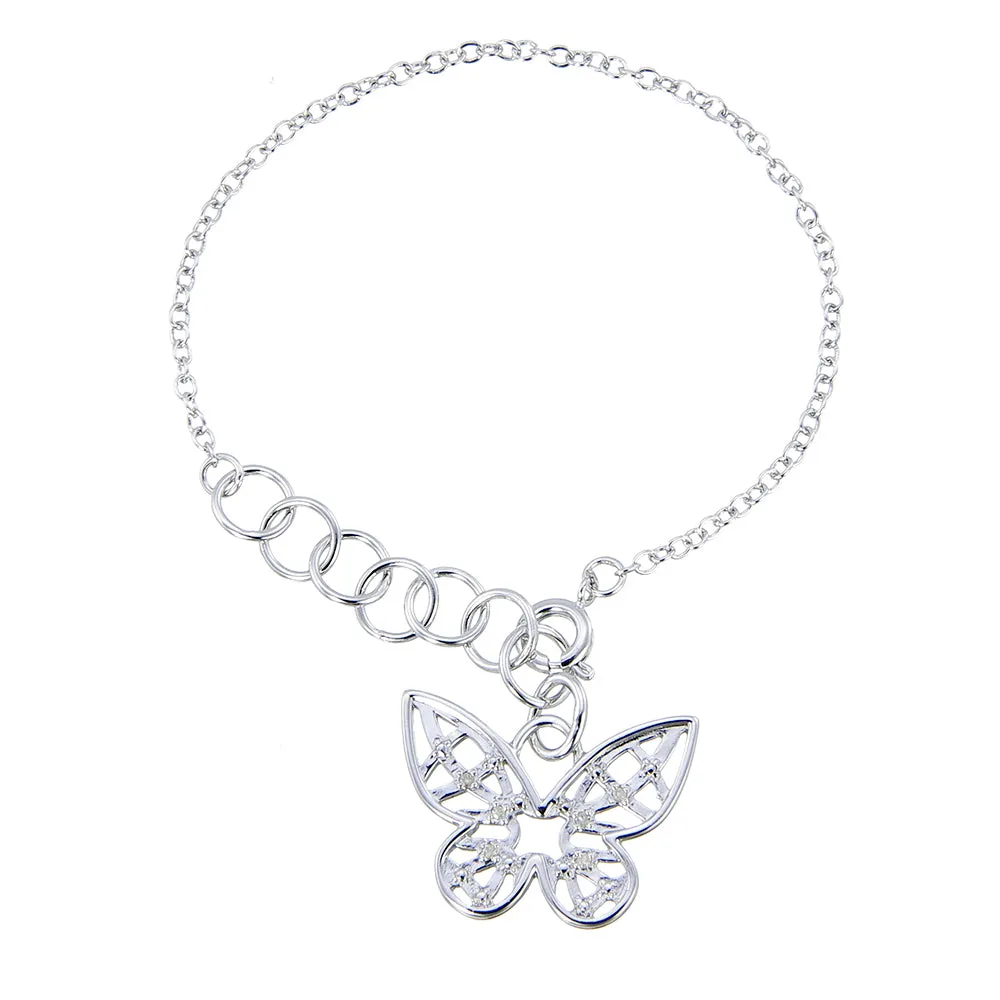 1/20 cttw Diamond Charm Bracelet in Brass