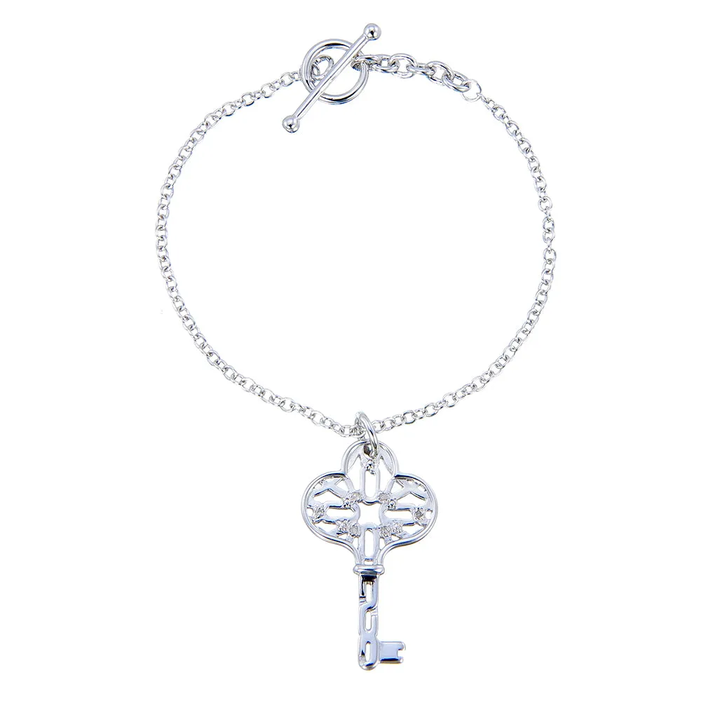 1/20 cttw Diamond Charm Bracelet in Brass