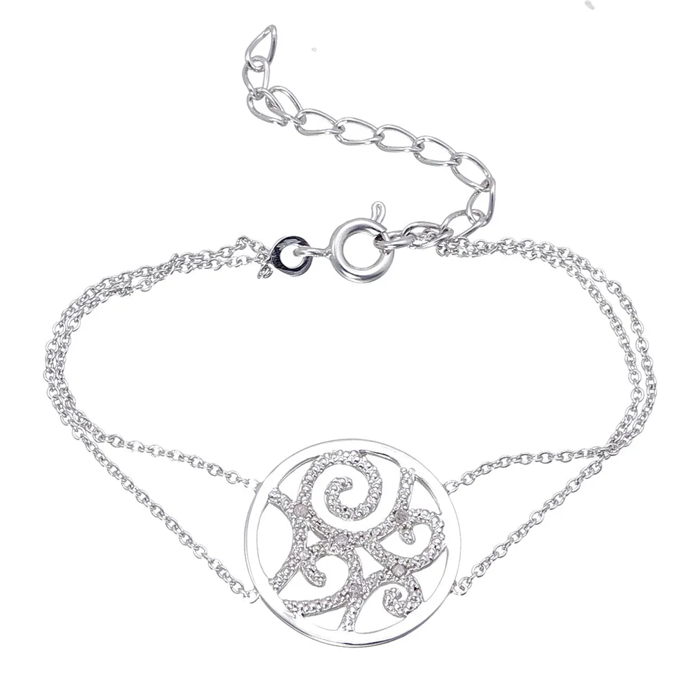 1/20 cttw Diamond Charm Bracelet in Brass