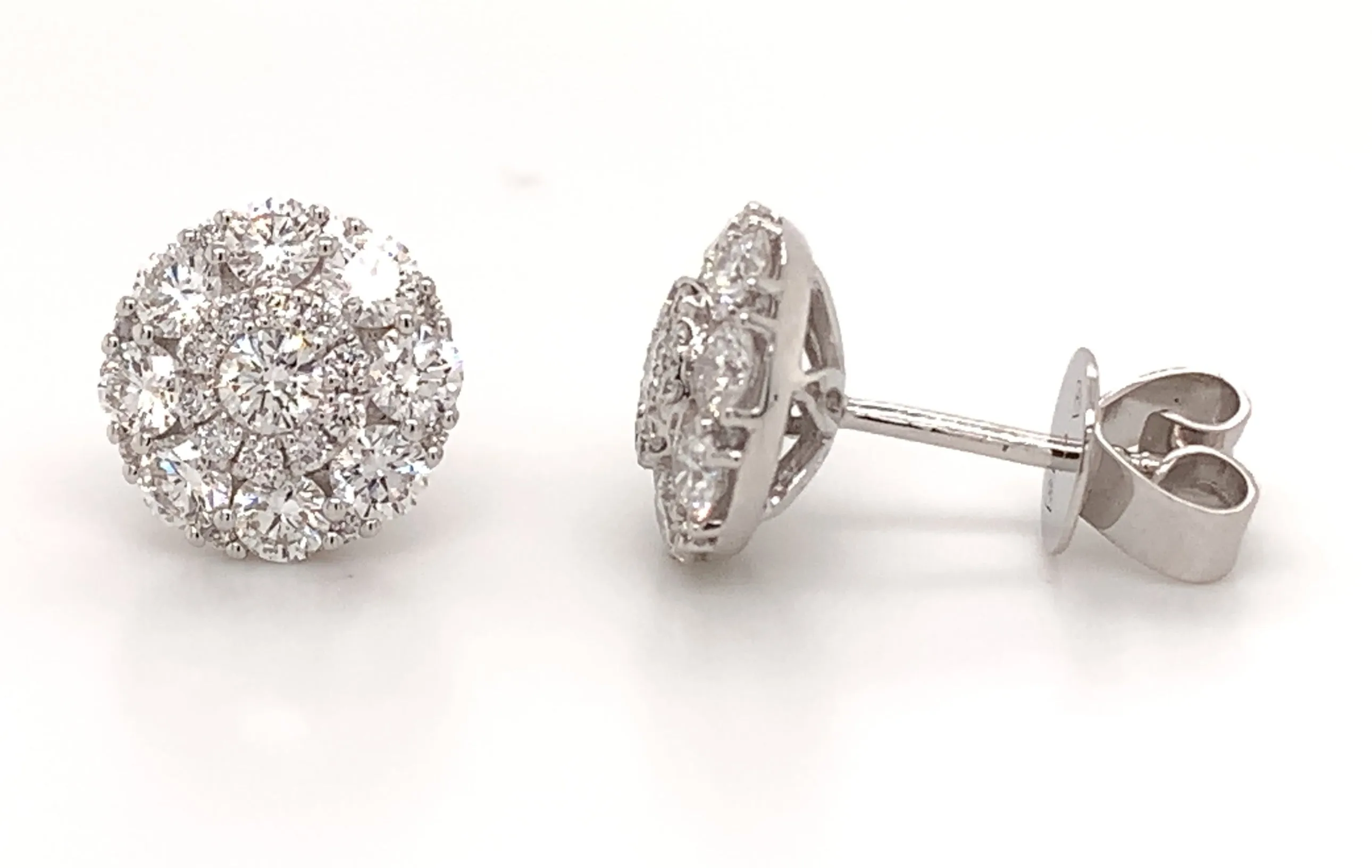 1.38ctw Diamond Cluster Halo Stud Earrings