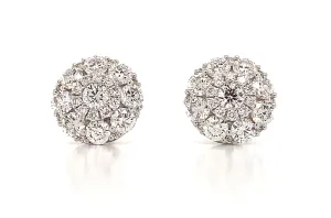1.38ctw Diamond Cluster Halo Stud Earrings