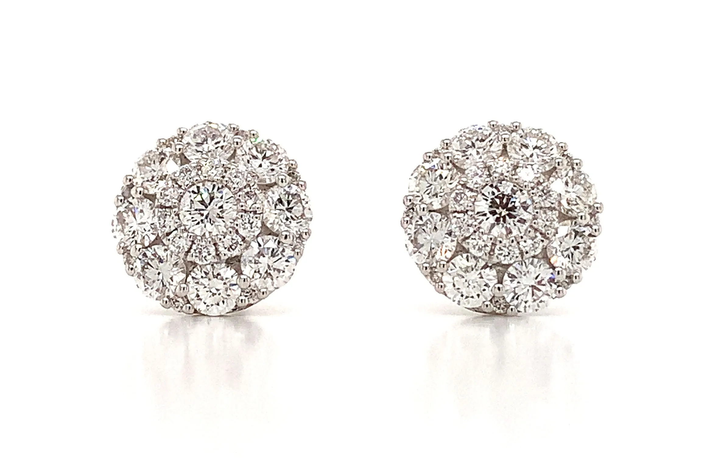 1.38ctw Diamond Cluster Halo Stud Earrings