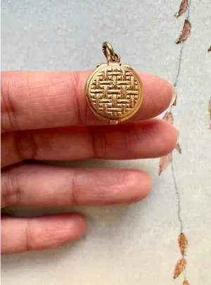 14k Gold Mini Makeup Compact Charm