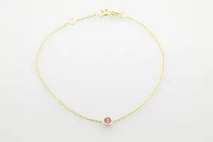 14K Gold Pink Tourmaline Bezel Bracelet