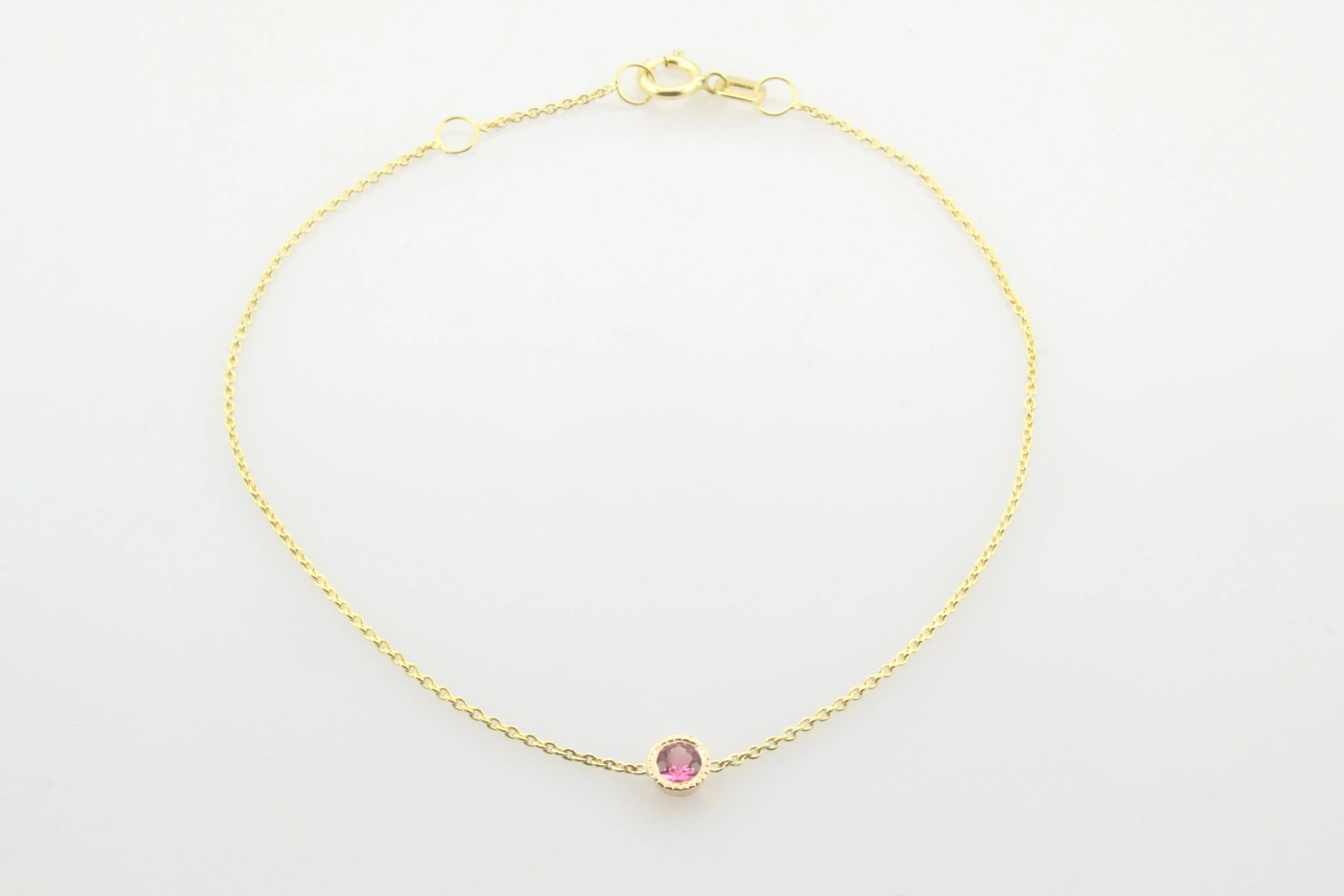 14K Gold Pink Tourmaline Bezel Bracelet