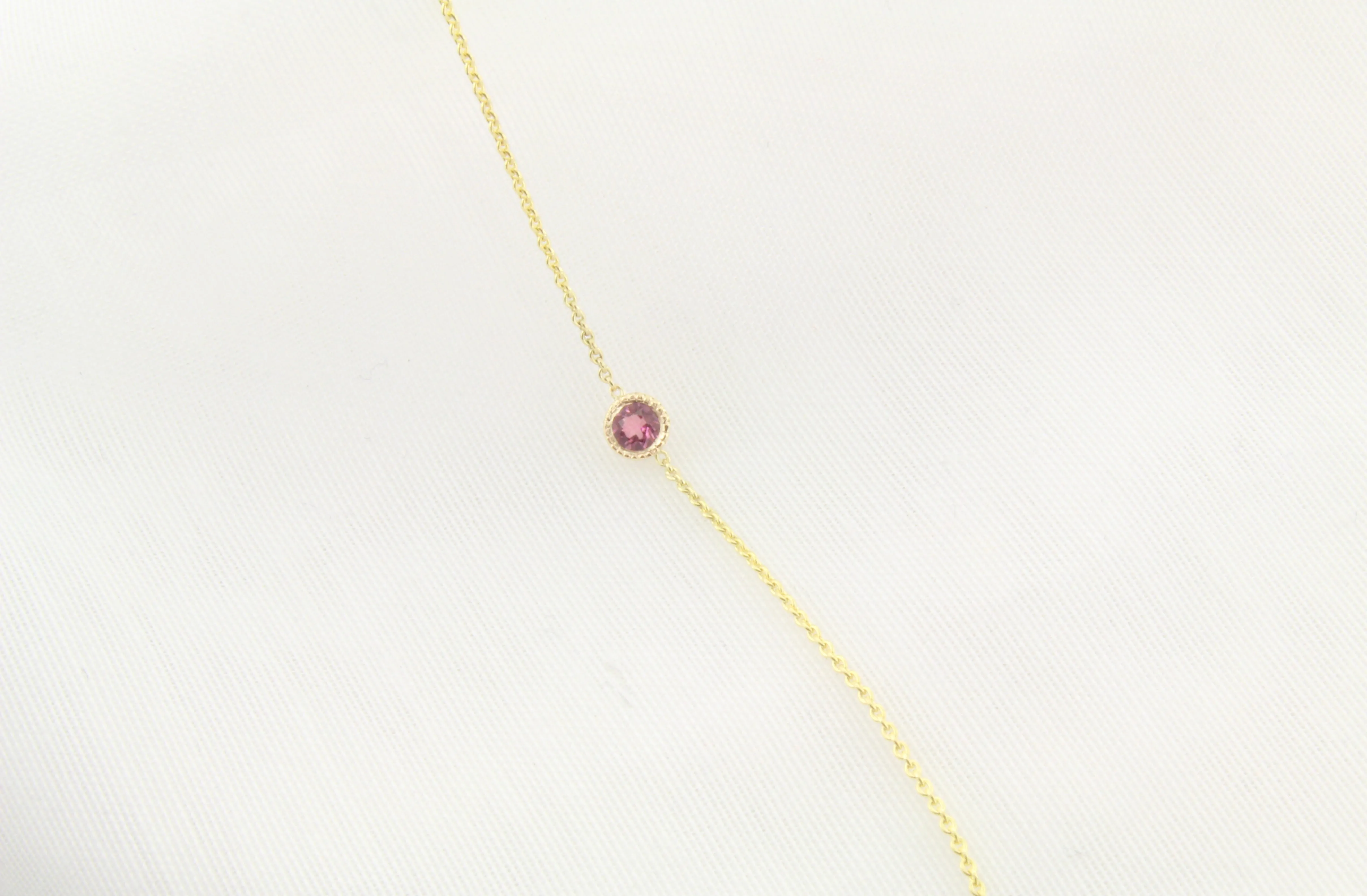 14K Gold Pink Tourmaline Bezel Bracelet
