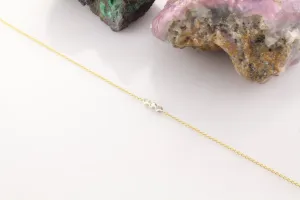14K Gold Three Stone Diamond Bezel Bracelet
