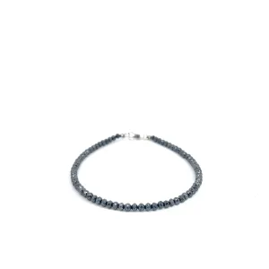 14k White Gold 15.14ct Beaded Black Diamond Bracelet  8" inch