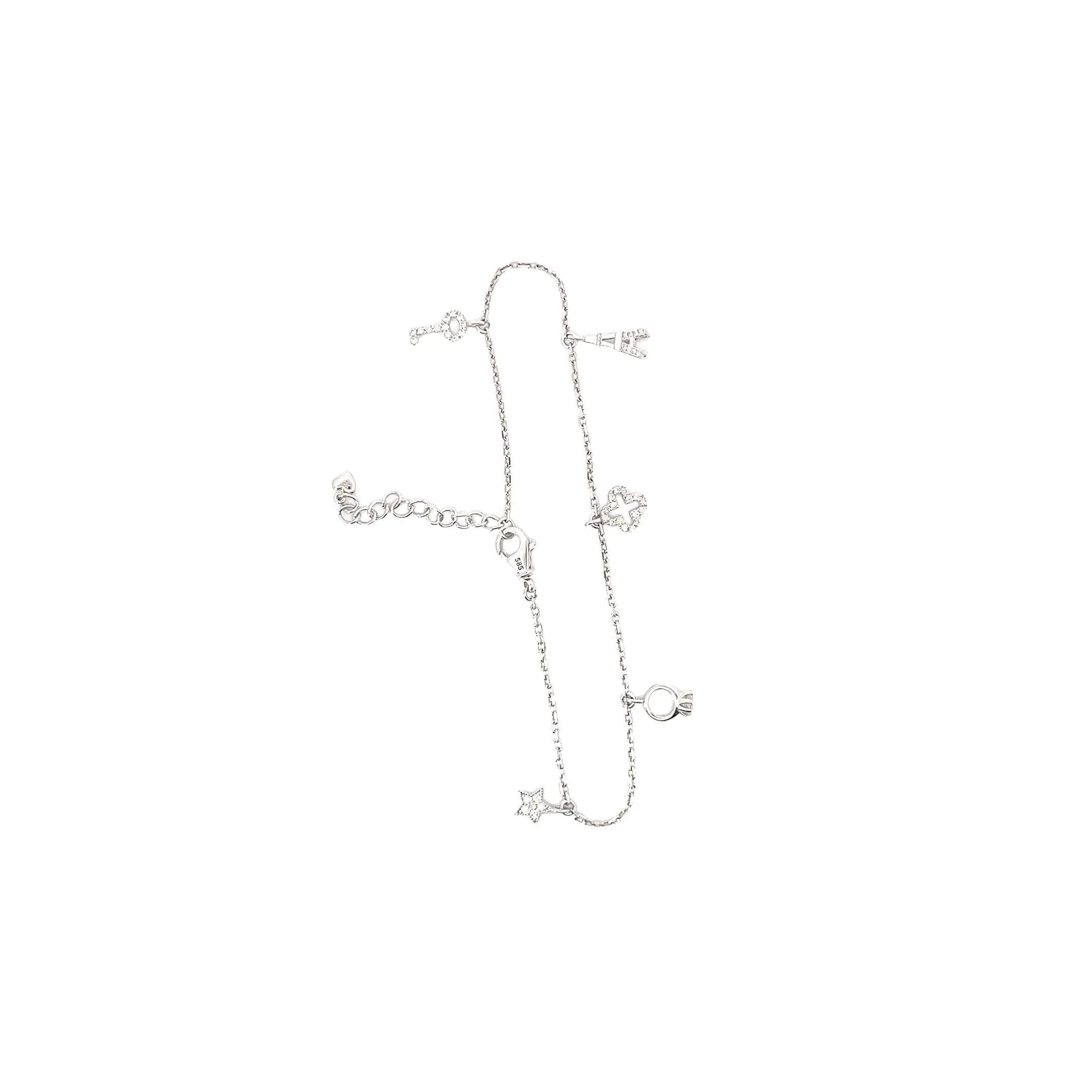 14k White Gold .35ct G SI1 Round Diamond Charm Bracelet
