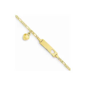 14k with Dangling Heart Baby Child I.D Bracelet