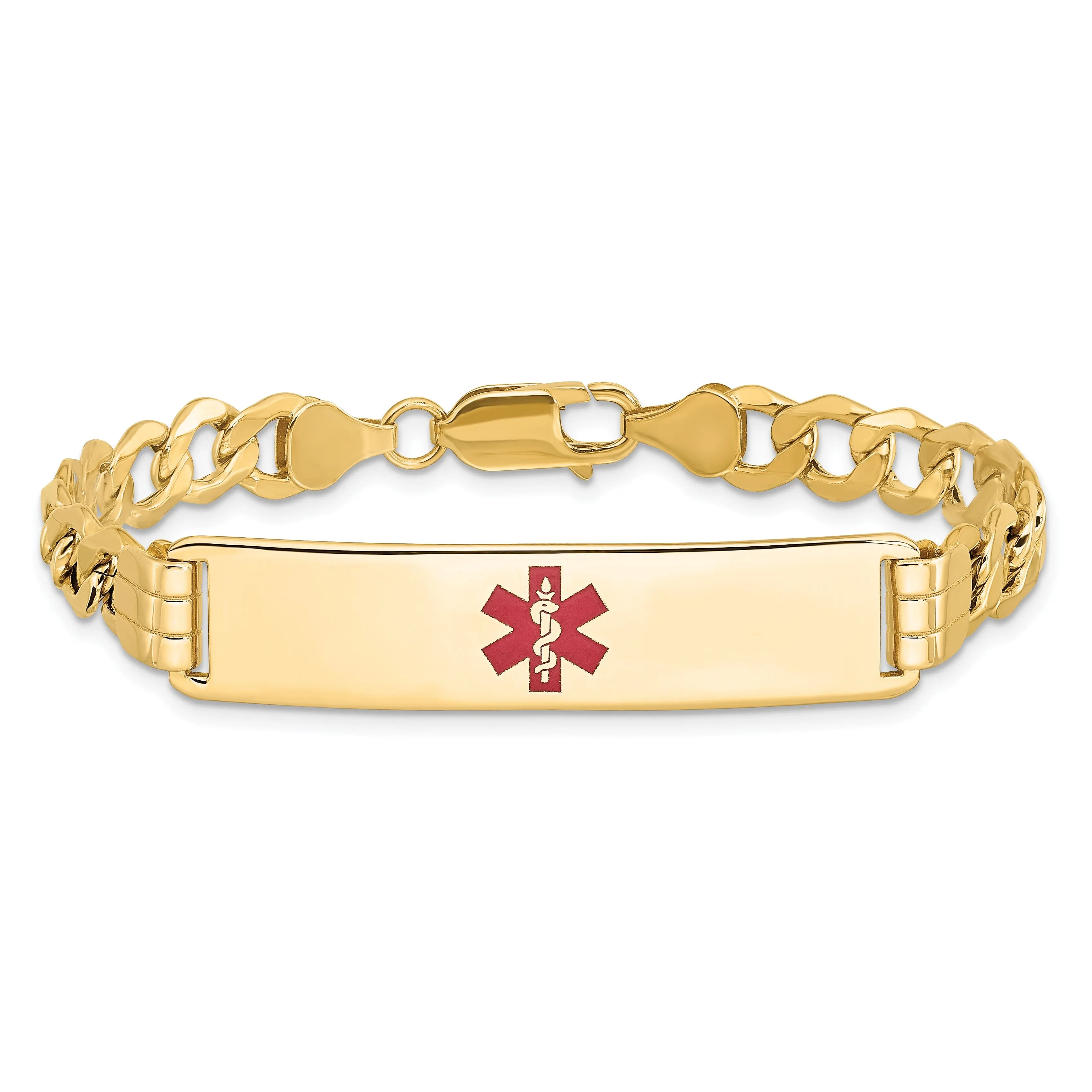 14K Yellow Gold Curb Link Medical ID Bracelet