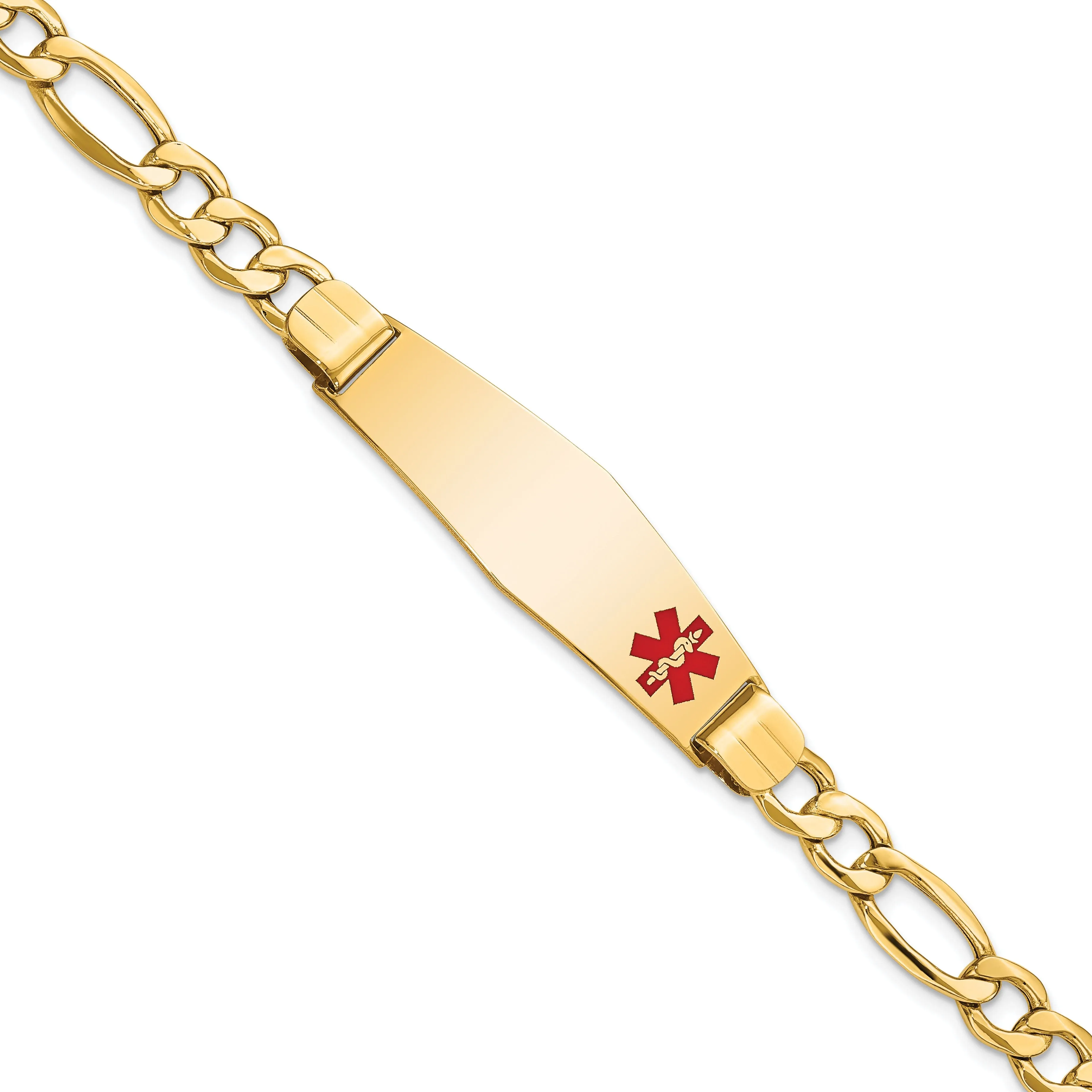 14K Yellow Gold Figaro Link Medical ID Bracelet
