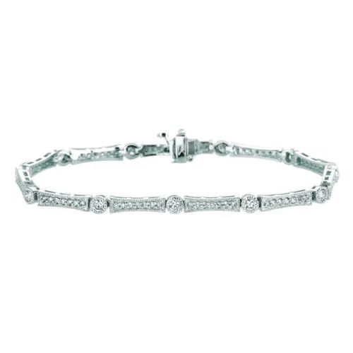 1.50 Ct Natural Diamond Bracelet G SI 14K White Gold 7 inches