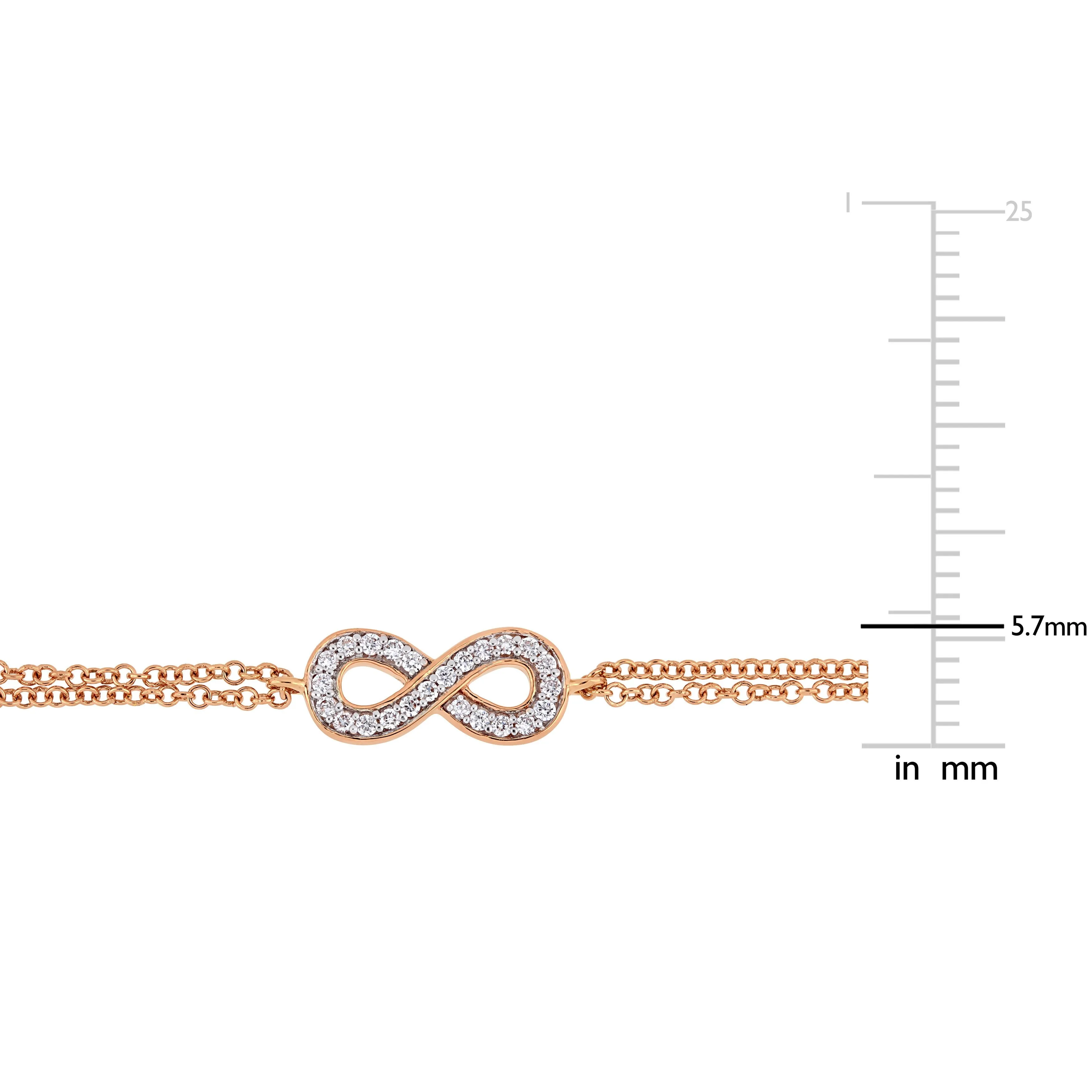 1/8 CT Diamond TW Bracelet With Chain 14k Pink Gold GH SI Length (inches): 7