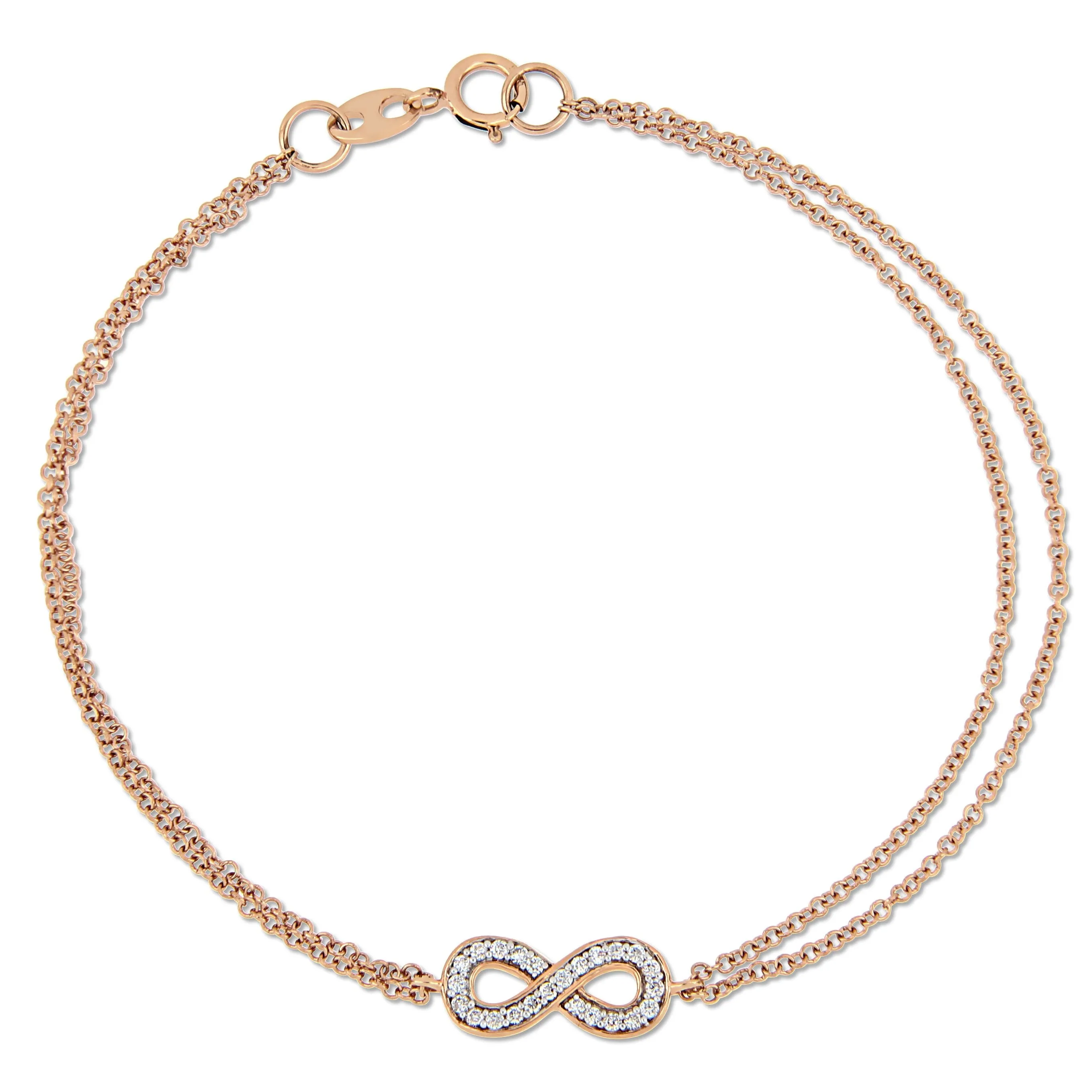 1/8 CT Diamond TW Bracelet With Chain 14k Pink Gold GH SI Length (inches): 7