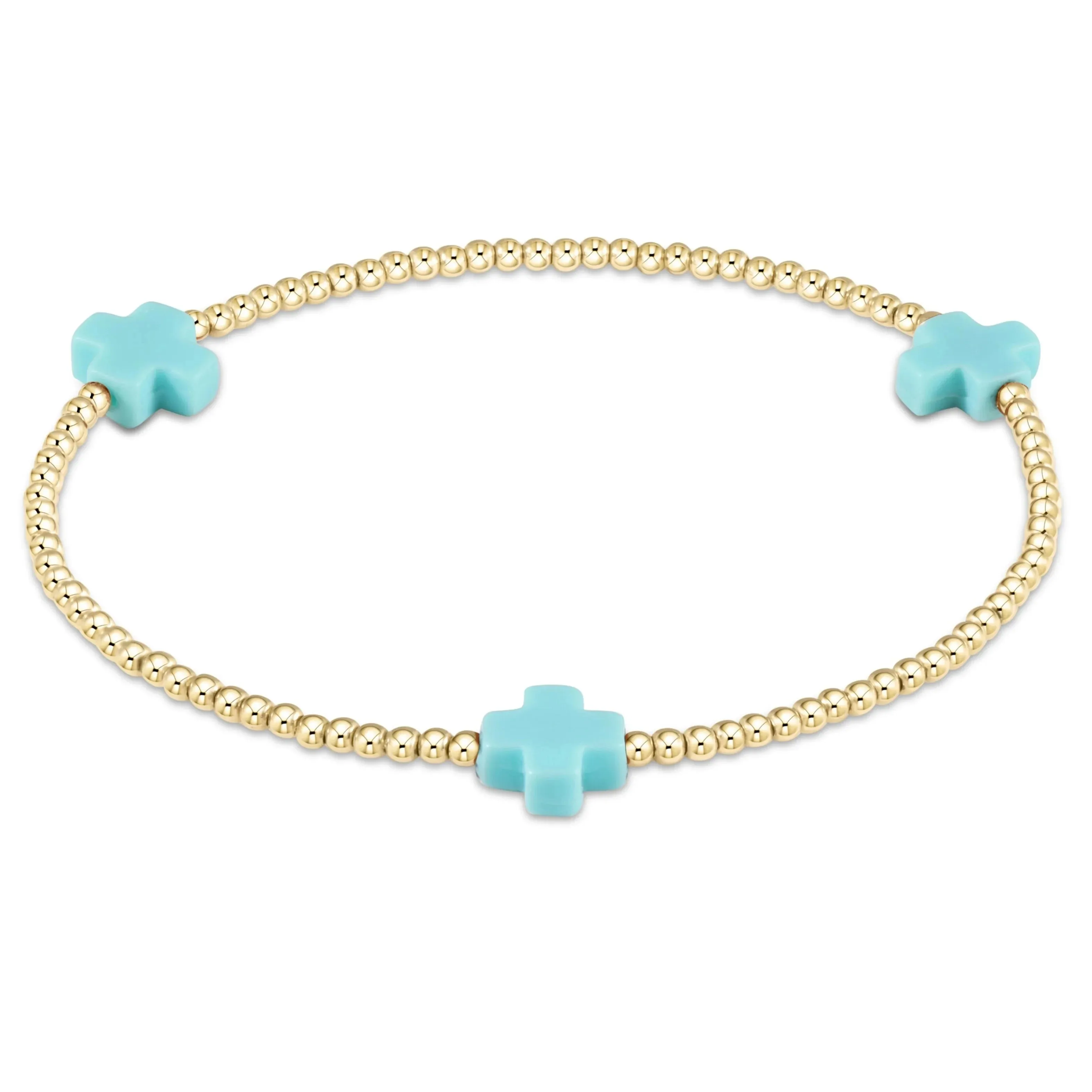 18K Gold Plated Cross Charm Bracelet | 3mm Bead Stackable Boho Bracelet | Women's Jewelry