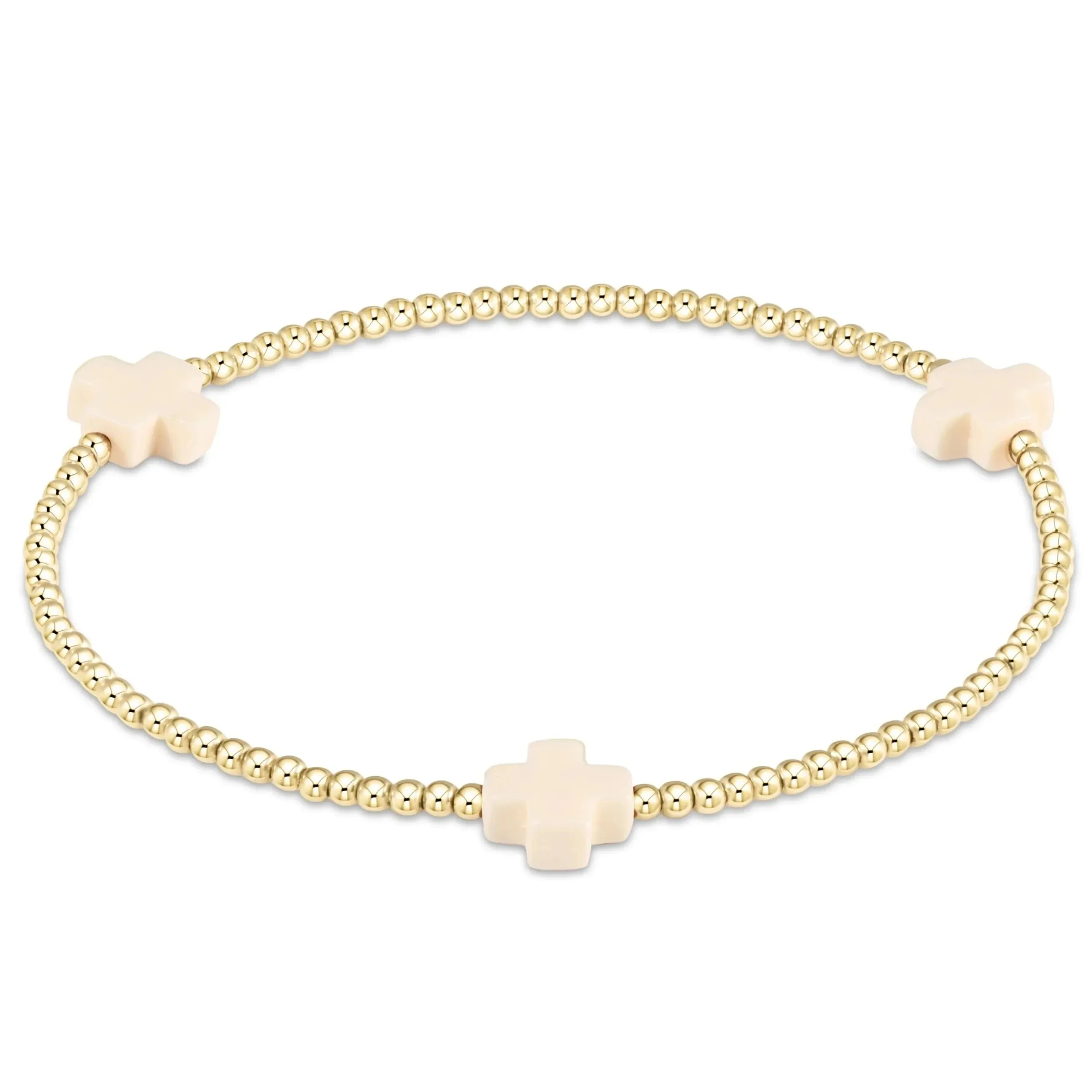 18K Gold Plated Cross Charm Bracelet | 3mm Bead Stackable Boho Bracelet | Women's Jewelry