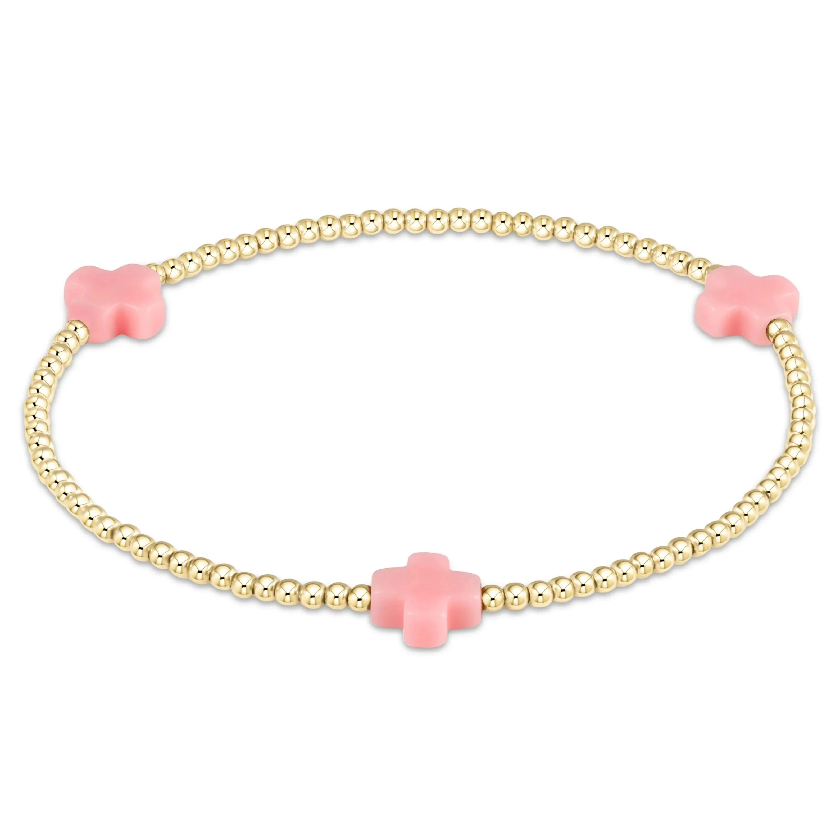 18K Gold Plated Cross Charm Bracelet | 3mm Bead Stackable Boho Bracelet | Women's Jewelry