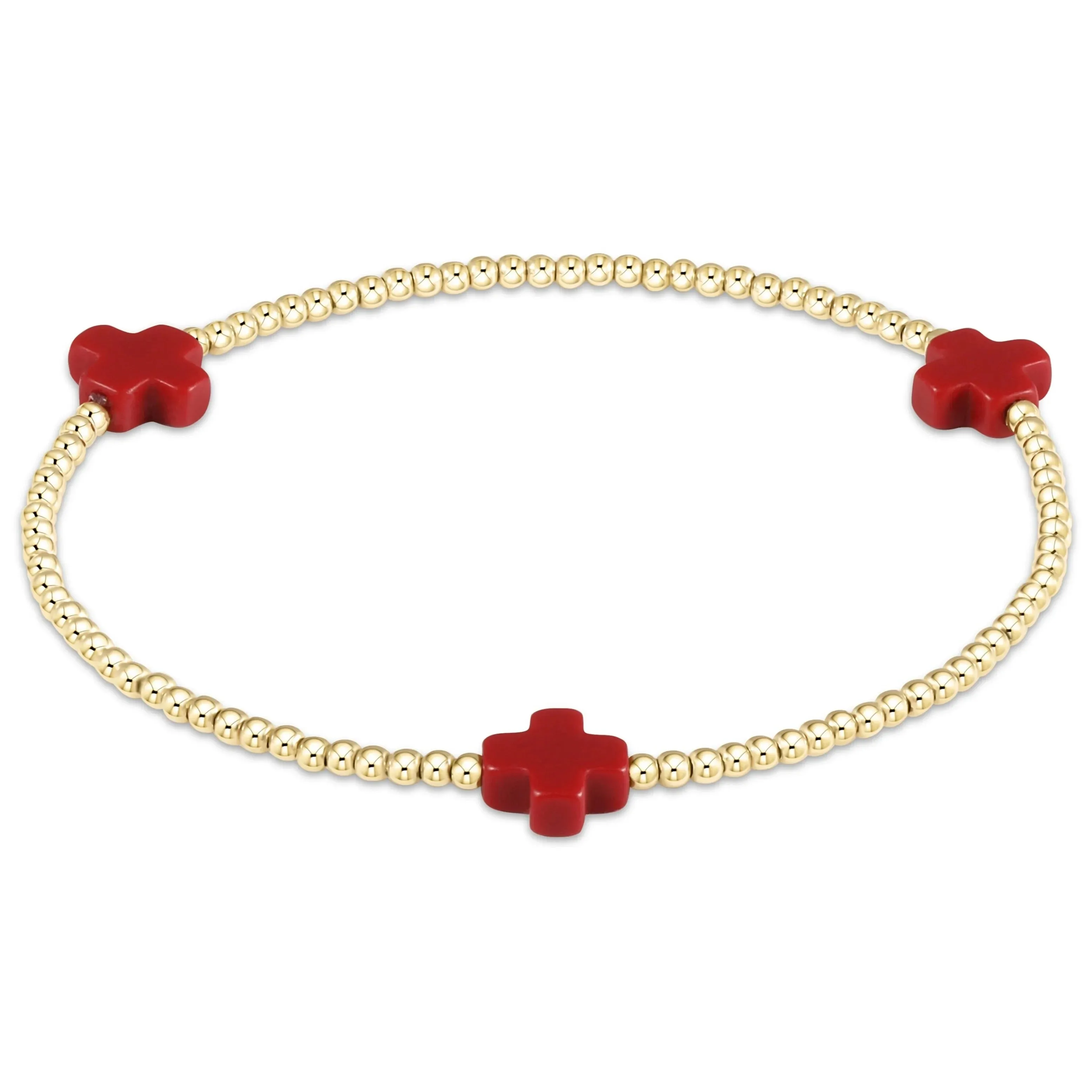 18K Gold Plated Cross Charm Bracelet | 3mm Bead Stackable Boho Bracelet | Women's Jewelry