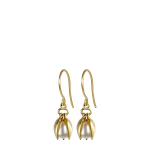18K Gold Small Pod Earrings with Pearls