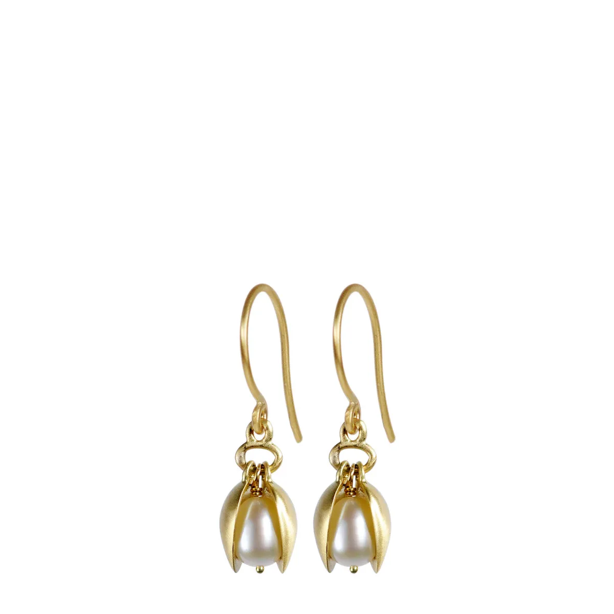 18K Gold Small Pod Earrings with Pearls