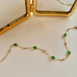 18K Solid Gold Natural 1 Carat Emerald Diamond Bracelet Elegant Charm Jewelry 7.1"