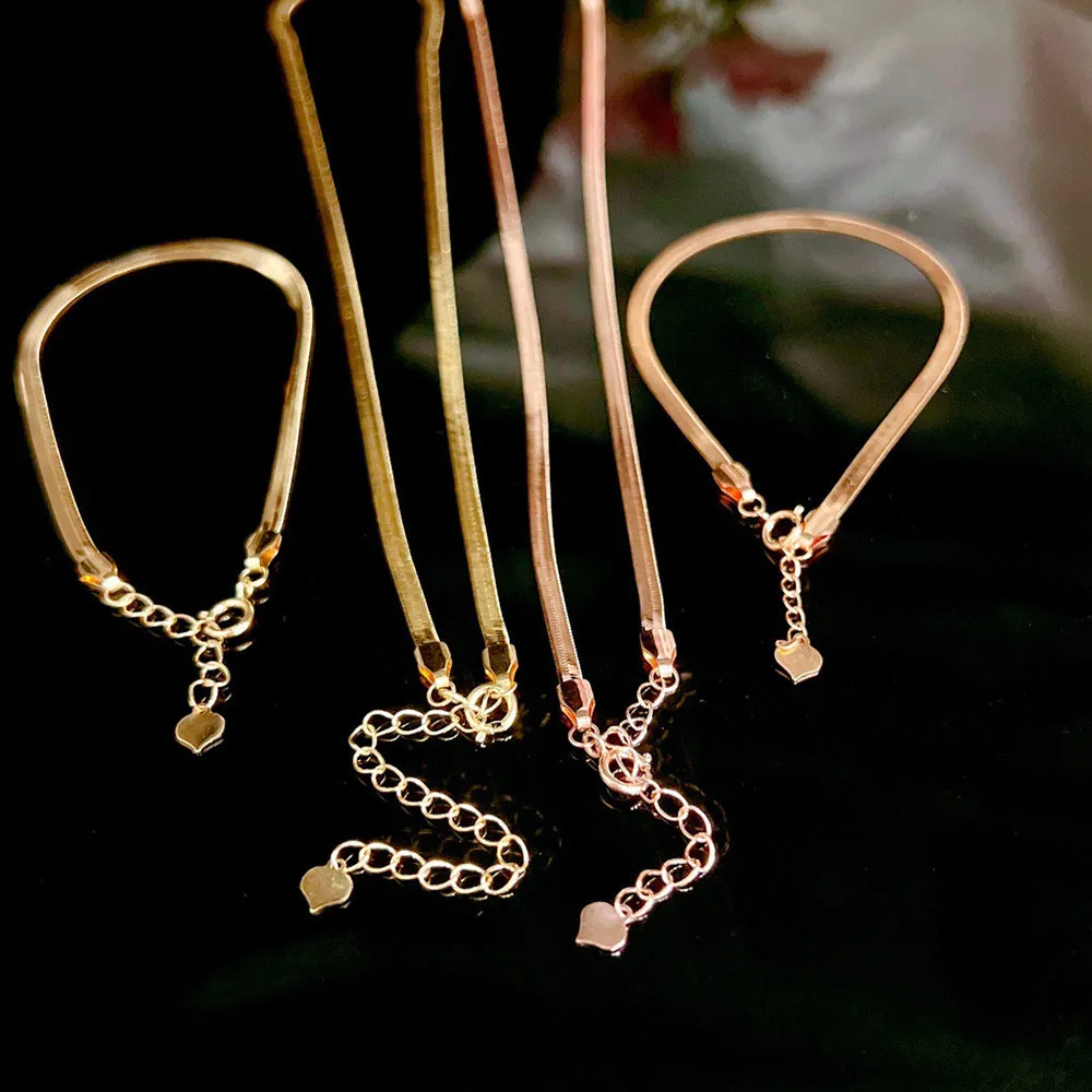18K Solid Gold Snake Chain Bracelet Lobster Clasp Elegant Charm Jewelry 7.5 in