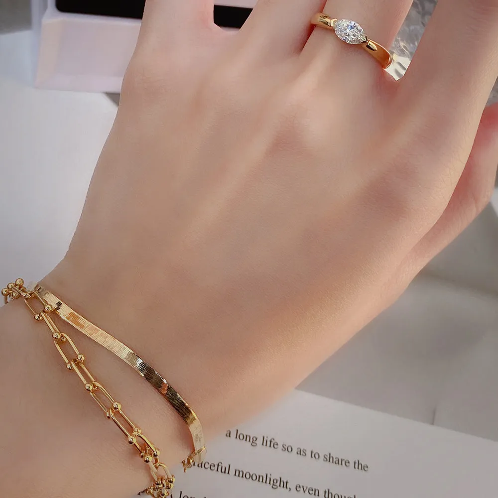 18K Solid Gold Snake Chain Bracelet Lobster Clasp Elegant Charm Jewelry 7.5 in