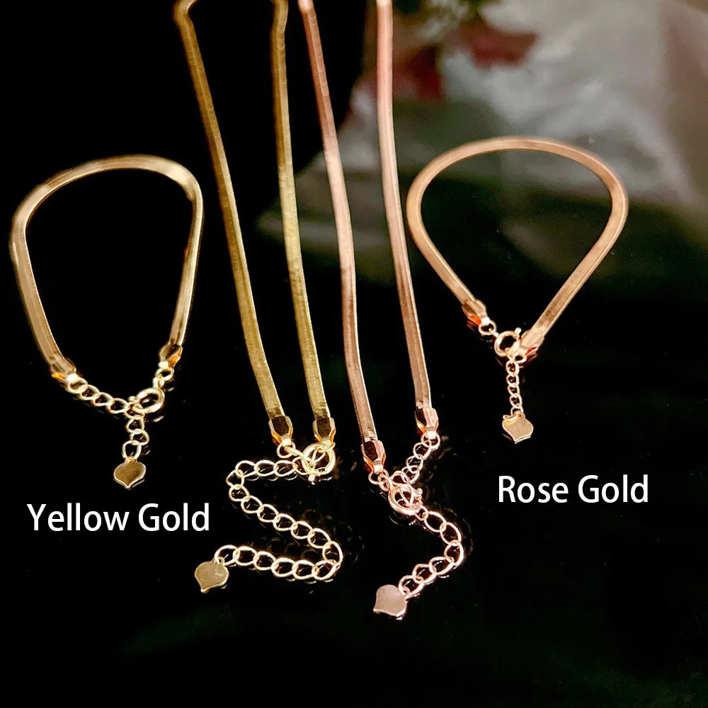 18K Solid Gold Snake Chain Bracelet Lobster Clasp Elegant Charm Jewelry 7.5 in