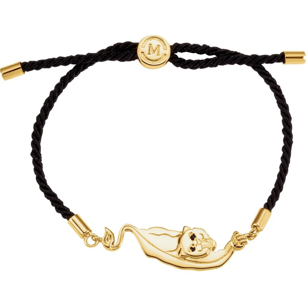 18k Yellow Gold Vermeil Panther Green Satin 8" Bracelet for Courage