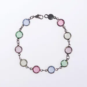 1980s Pastel Bezel Set Crystal Bracelet Made in Austria