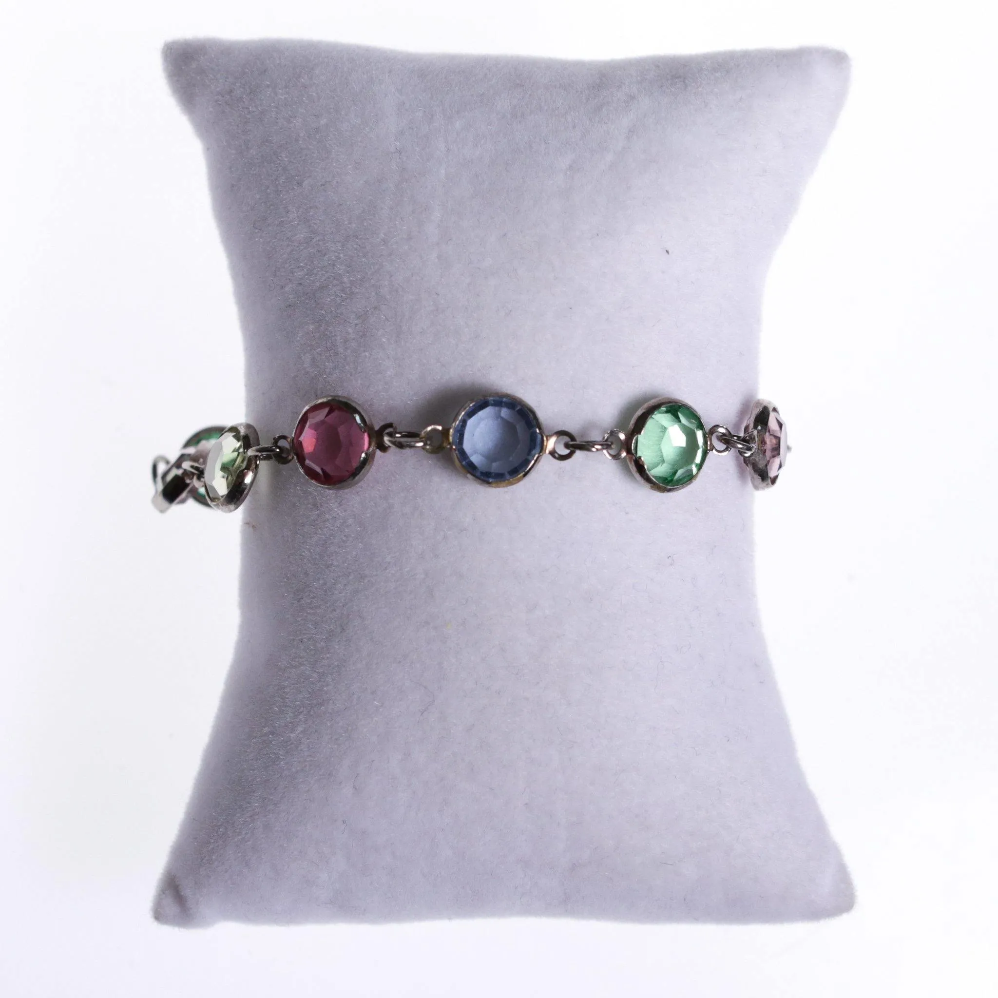 1980s Pastel Bezel Set Crystal Bracelet Made in Austria