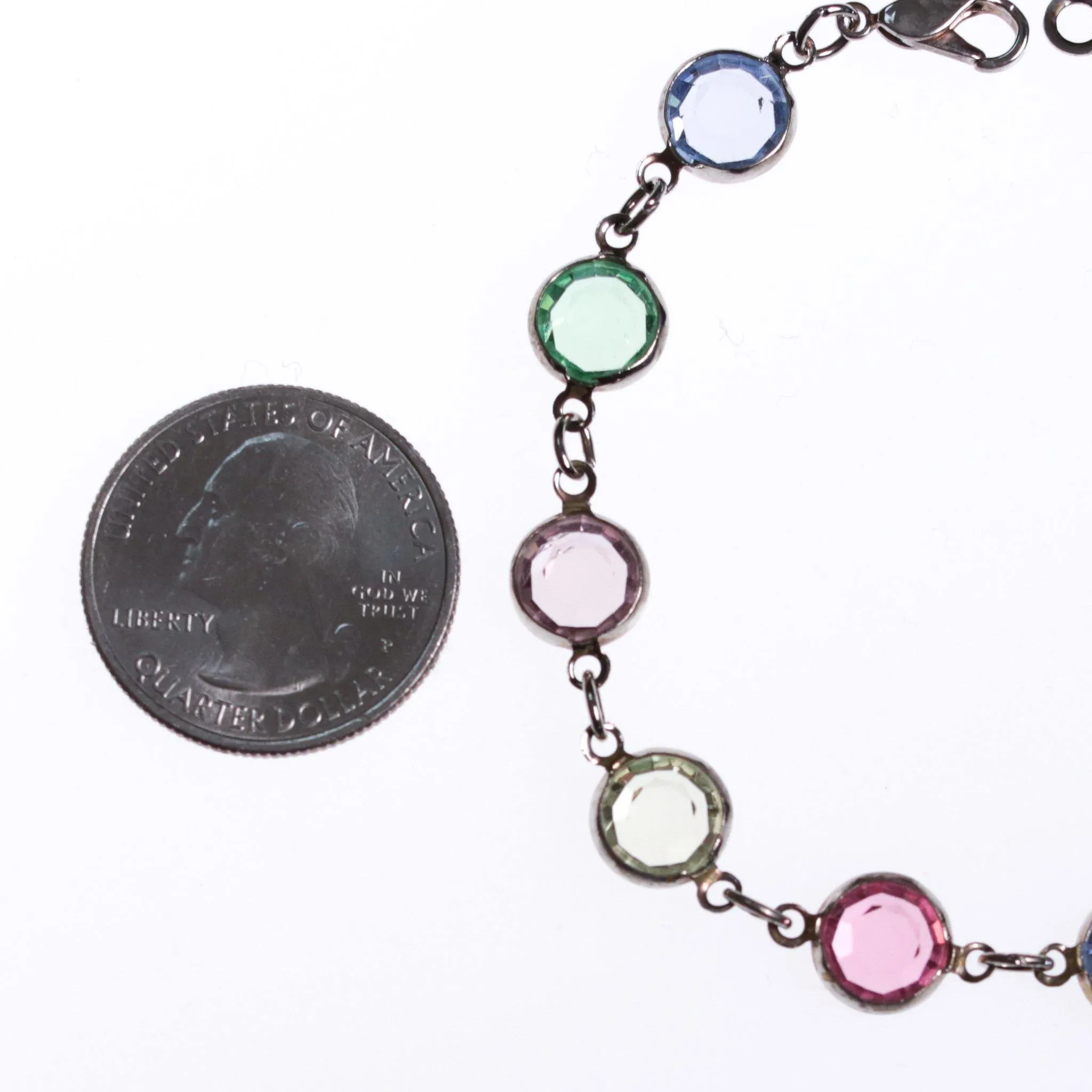 1980s Pastel Bezel Set Crystal Bracelet Made in Austria