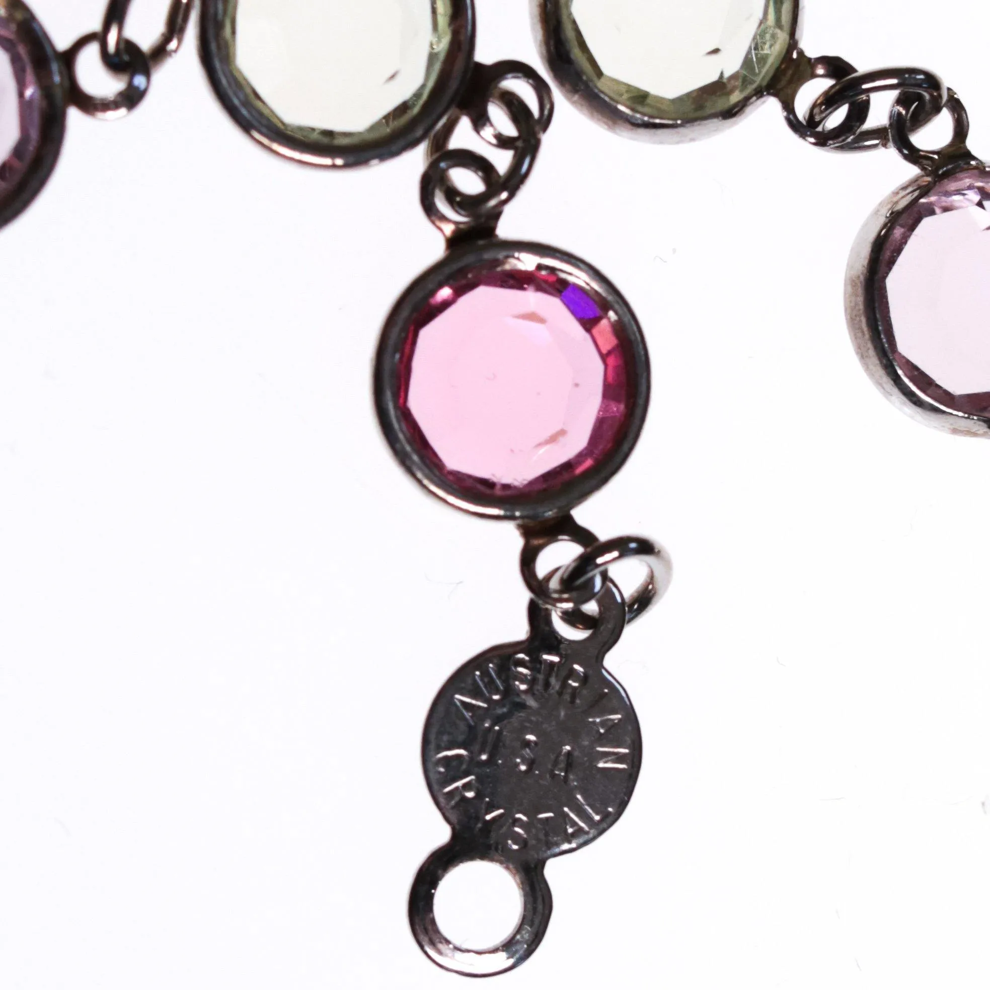 1980s Pastel Bezel Set Crystal Bracelet Made in Austria