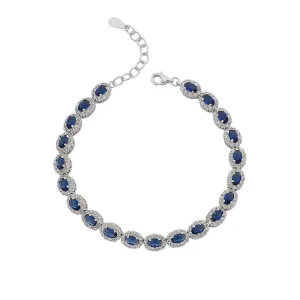 19cm Sterling Silver Blue Cubic Zirconia Bracelet