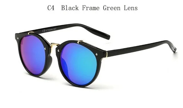 2018 Vintage Round Rivet Sunglasses Women Brand Designer Eyewear UV400 Gradient Female Retro Sun Glasses Elegant Oculos De Sol