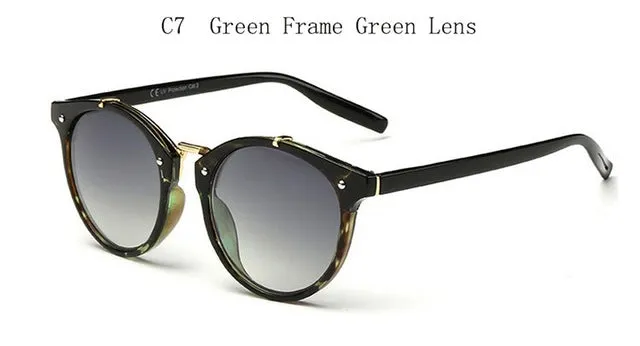 2018 Vintage Round Rivet Sunglasses Women Brand Designer Eyewear UV400 Gradient Female Retro Sun Glasses Elegant Oculos De Sol