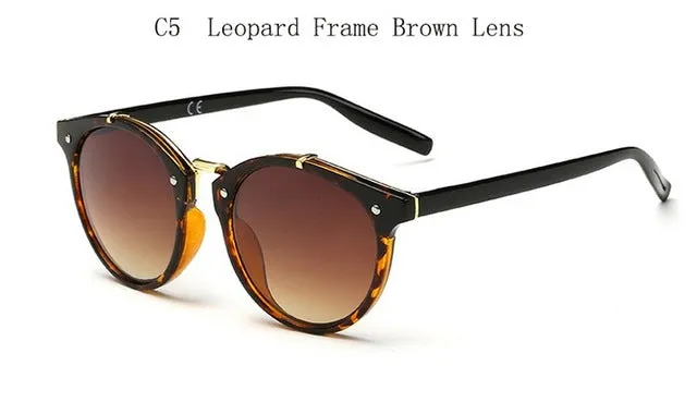 2018 Vintage Round Rivet Sunglasses Women Brand Designer Eyewear UV400 Gradient Female Retro Sun Glasses Elegant Oculos De Sol