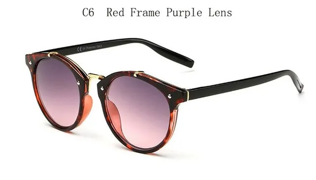 2018 Vintage Round Rivet Sunglasses Women Brand Designer Eyewear UV400 Gradient Female Retro Sun Glasses Elegant Oculos De Sol